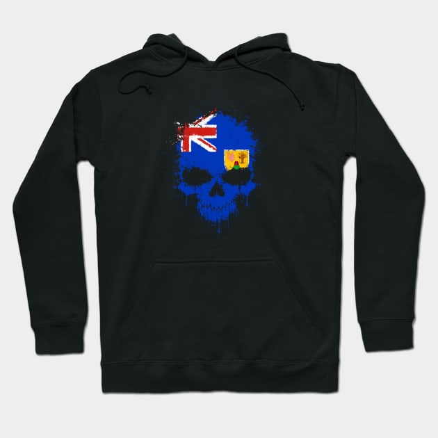 Chaotic Turks and Caicos Flag Splatter Skull Hoodie by jeffbartels